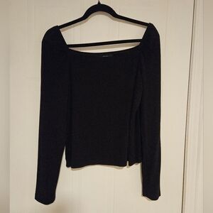 Banana Republic womens Black Long Sleeve Ribbed top Large boat neck